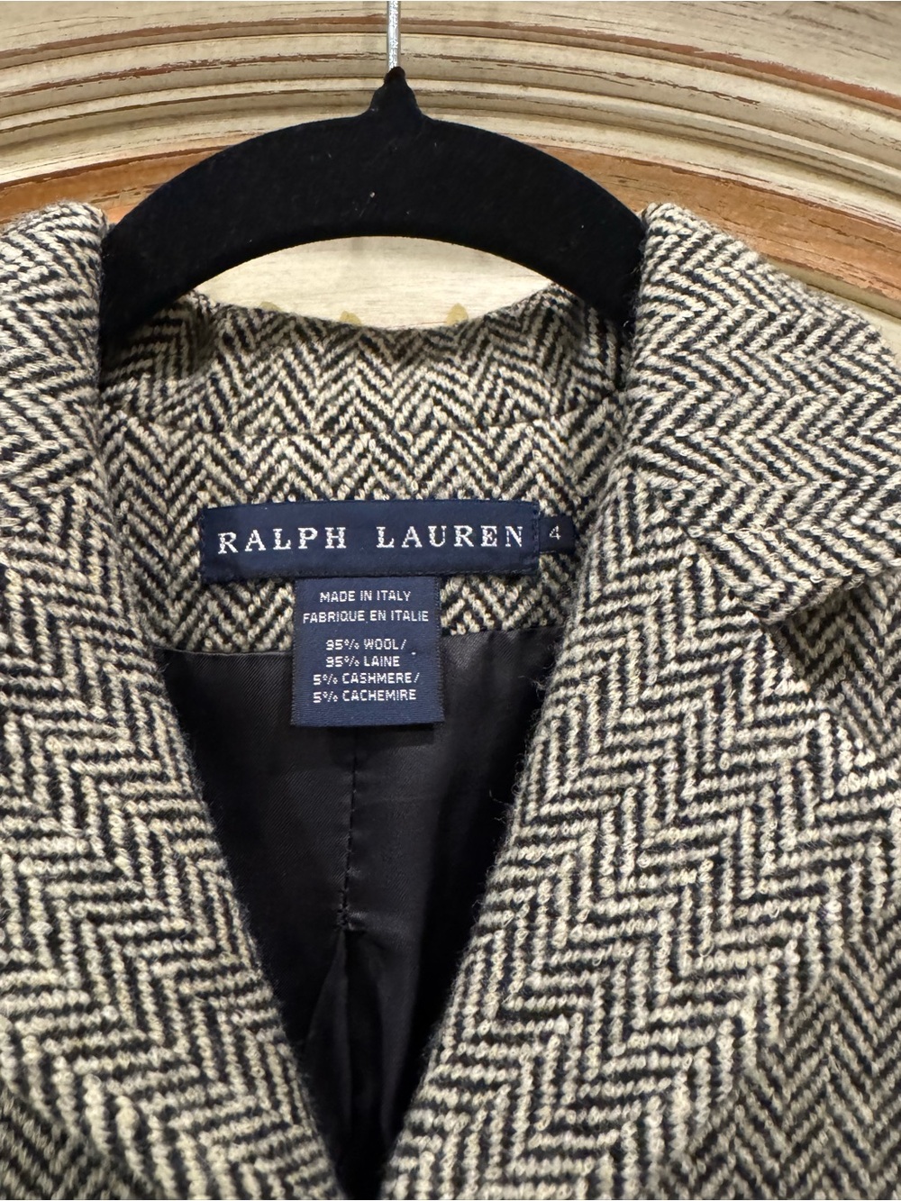 Ralph Lauren Blue Label Herringbone Wool Cashmere Blazer Sz 4 - Picture 3 of 9